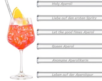 Aperol Spritz Sprüche Glasstrohhalme Holy Aperoli Edition - 6 lustige Trinksprüche graviert