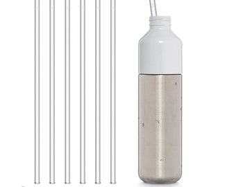 6x 30cm (Gerade) Glasstrohhalme für Flaschen von 0,33 bis 1 Liter