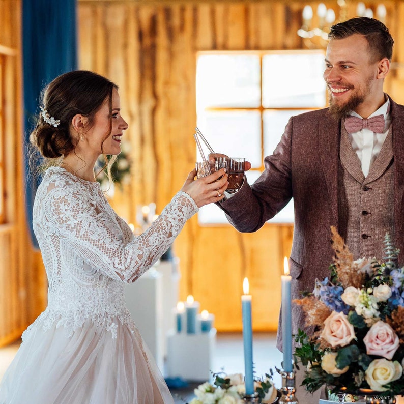Hochzeit Gastgeschenk gravierte Glasstrohhalme mit 10 individuellen Gast Namen