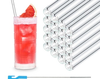 50x 23 cm glass straws for every occasion including professional cleaning brush