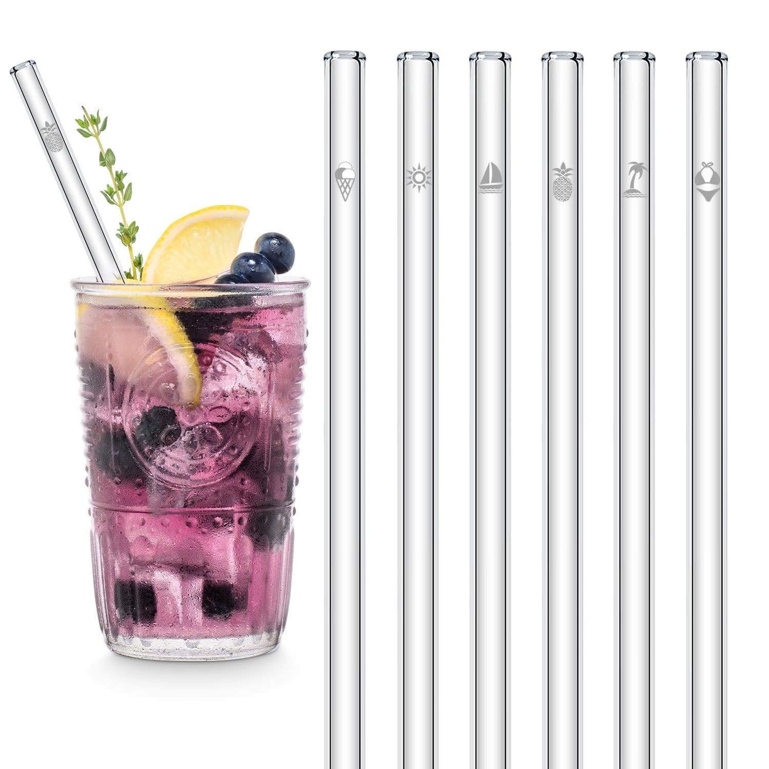 HALM Glasstrohhalme Mit Sprüchen – 6x 15 Cm Kurz, Graviert, Nachhaltig & Spülmaschinenfest