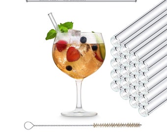 20x 15 cm Party Set Glass Straws with Personal Engraving