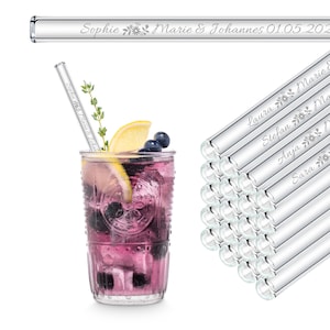 Guest gift for wedding, engrave individual glass straws with individual names, guest gifts communion, youth consecration or celebration, festival