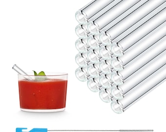 Glass straws for every occasion, party, family celebration, anniversary, including professional cleaning brush, 50x 10 cm glass drinking straw