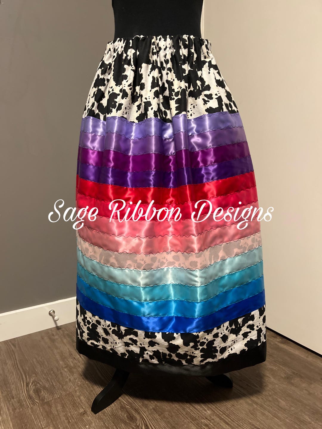 Black Cow Hyde Ribbon Skirt - Etsy