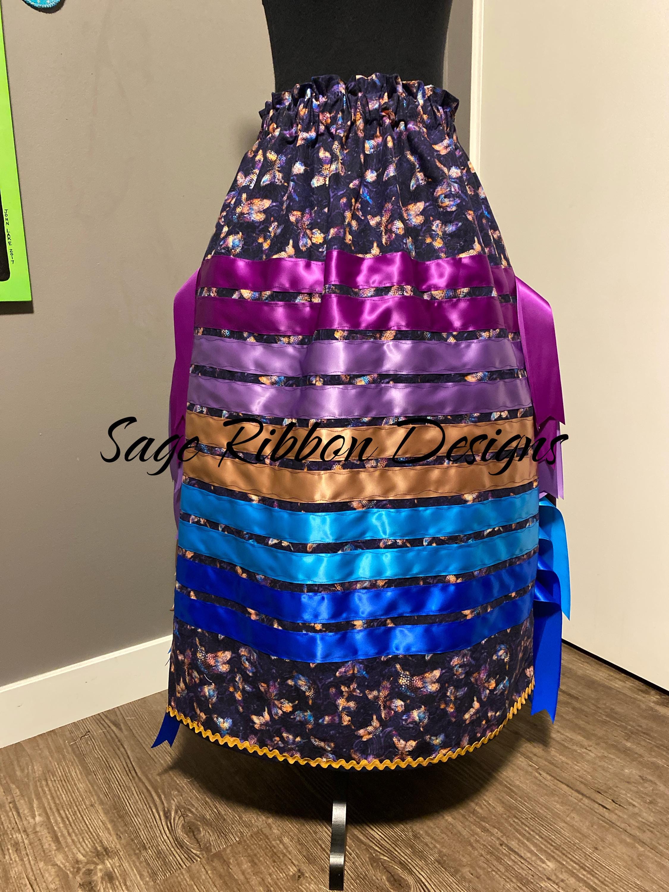 Purple Butterflies w Tassels Ribbon Skirt