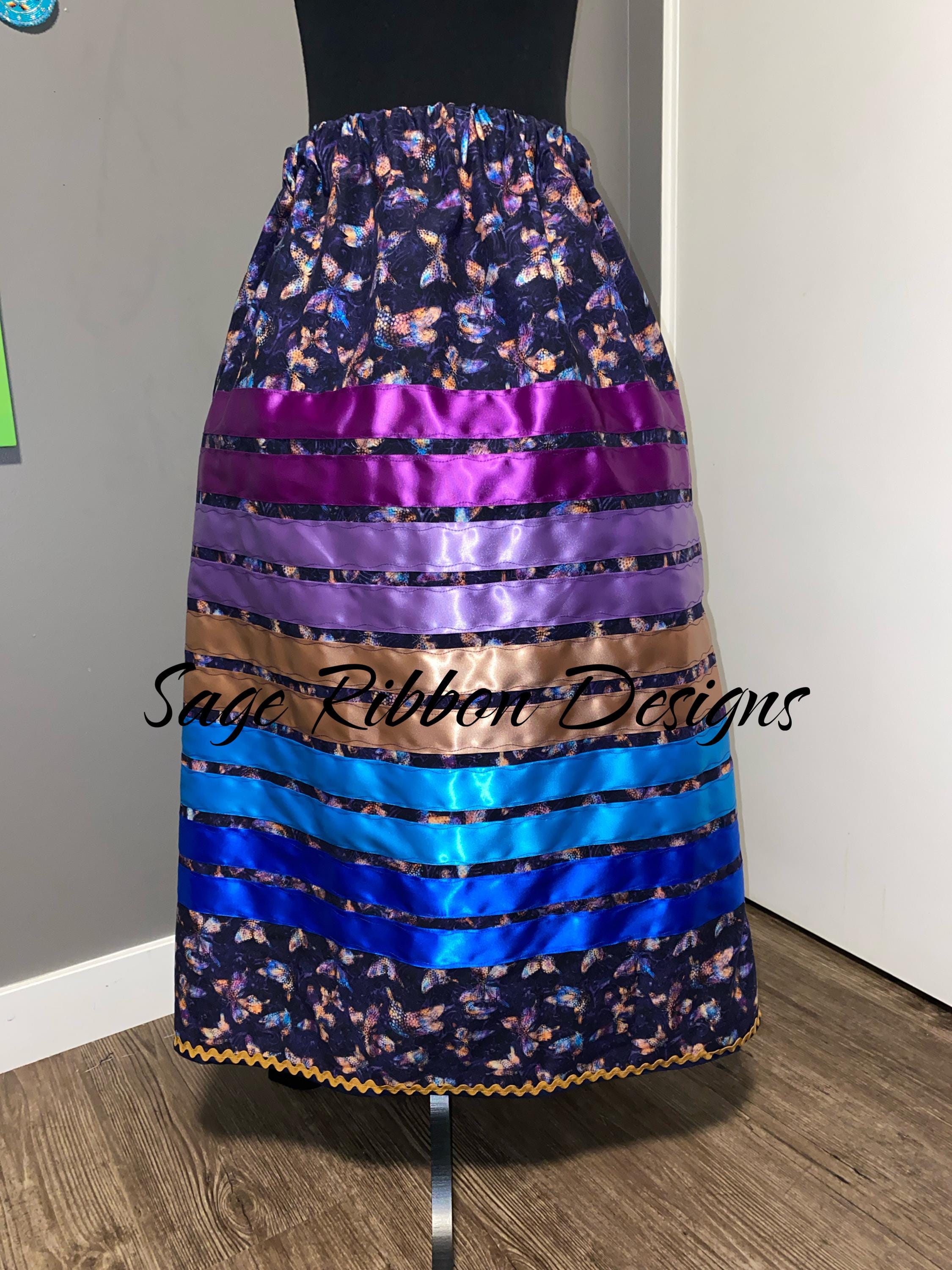 Purple Butterflies Ribbon Skirt