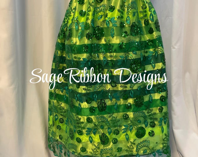 Green Base Ribbon Green Overlay Ribbon Skirt - Etsy