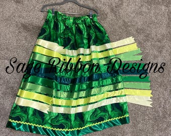 Green Swirl Ribbon Skirt