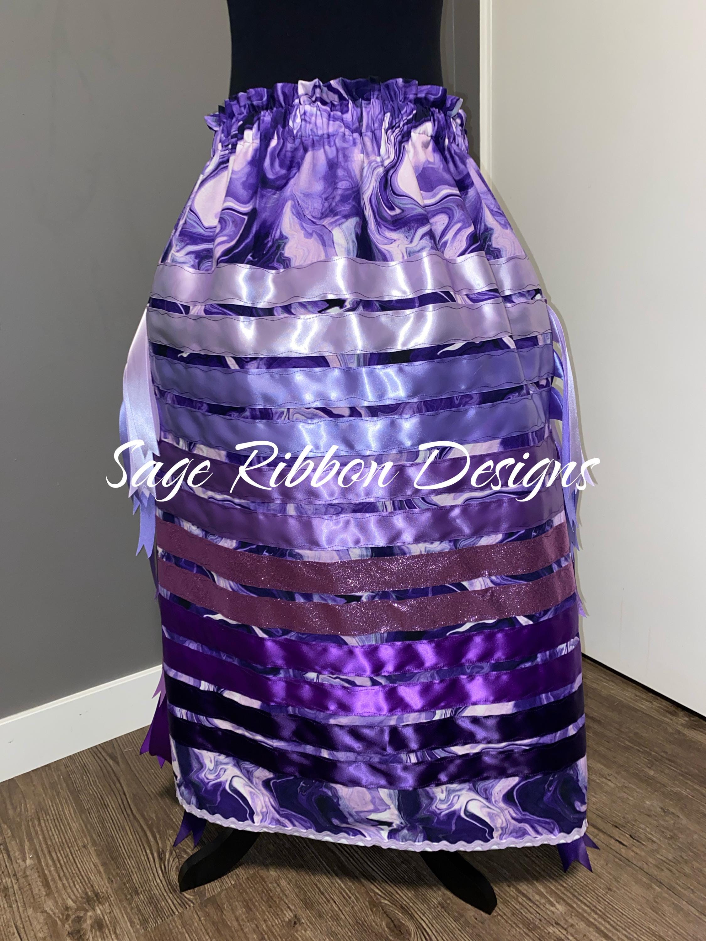 Purple Swirl W Tassels Ribbon Skirt