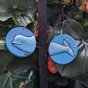 OOAK Hand painted beluga earrings