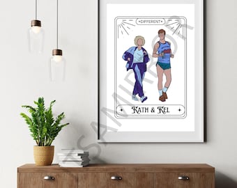 Kath and Kel Walking Tarot Art Print: Funny Australian TV (Digital Download)