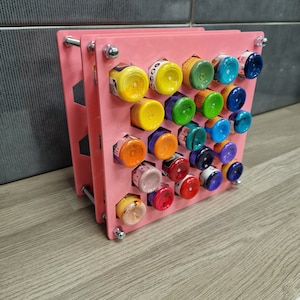 Pink tattoo ink holder, wall display, 1 0z or 2oz wall mountable also free standing, 23 holder washable for hygiene.