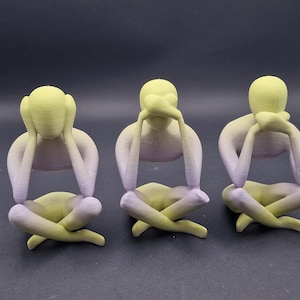 hear no evil see no evil speak no evil orgnaments 3d printed any sizes