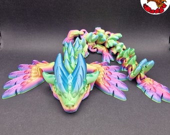 Articulated dragon rainbow-3D Printed, great for ADHD and Stress Relief, STEM Toy, trending