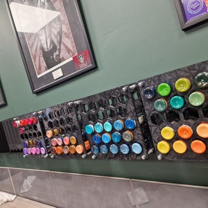 tattoo ink holder, wall display, 1 0z or 2oz wall mountable also free standing, 23 holder washable for hygiene.