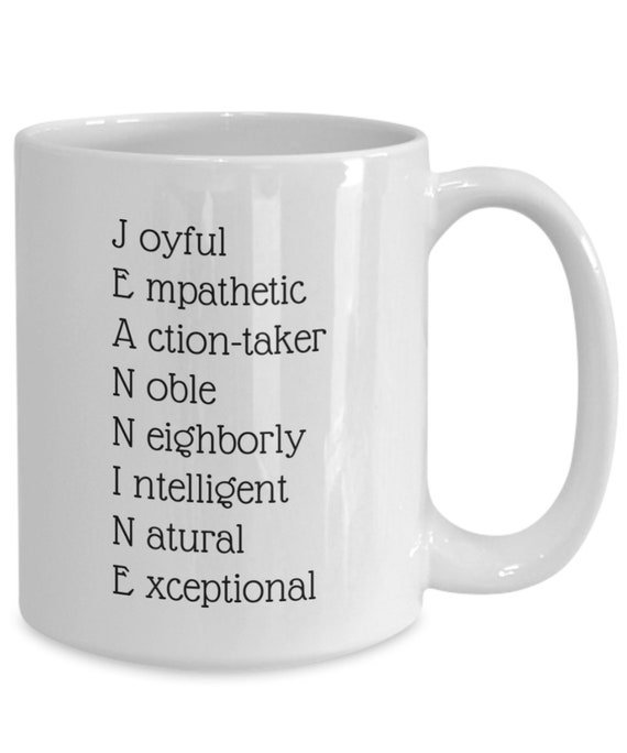 Jeannine Mug Name Acronym Gift for Friend Personalized Etsy