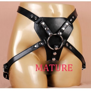 Vegan Leather Strap On Harness For Pegging/Strap On Women Lesbian/Harness Panties/Strap-On/Strapon Harness/Pegging Harness Plus Size-MATURE