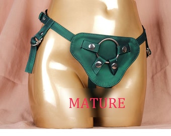 Green Vegan Leather Strap On Harness For Pegging/Women Lesbian Strapon Harness Large Toys Queer/Adjustable Strap-On/Pegging Harness-MATURE