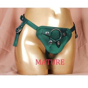 Green Vegan Leather Strap On Harness For Pegging/Women Lesbian Strapon Harness Large Toys Queer/Adjustable Strap-On/Pegging Harness-MATURE