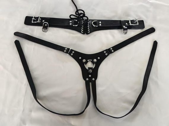 harness strap on with the padded bit behind the waist