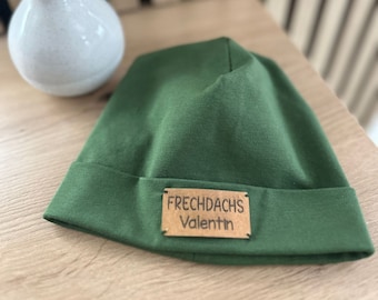 Beanie, Frühlingsmütze Übergangsmütze, Übergangs Set , Baby und Kinder Mütze, Mütze, Babys, 6-12 Monate, Personalisiert, Frechdachs