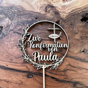 Cake Topper Kuchenstecker Konfirmation individuell personalisiert mit Name und Datum