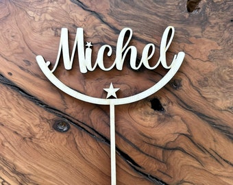 Cake Topper personalisiert aus Holz mit Name Geburtstag Tortenstecker