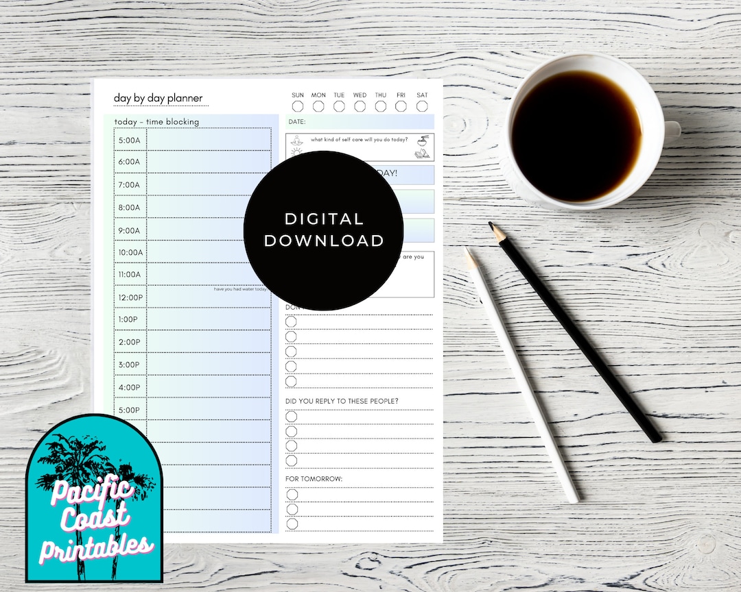 ADHD Daily Planner Printable Hourly Planner Time Blocking ADHD Simple ...