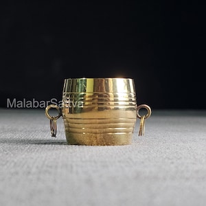 Brass Miniature Puja Pot: Small Grain Rice Container