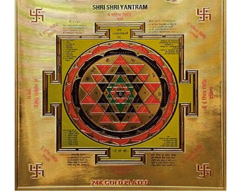 Shree Shree Yantra – 15x15 cm Shri Yantra, Symbol of Harmony & Positive Traditions (Plastic)