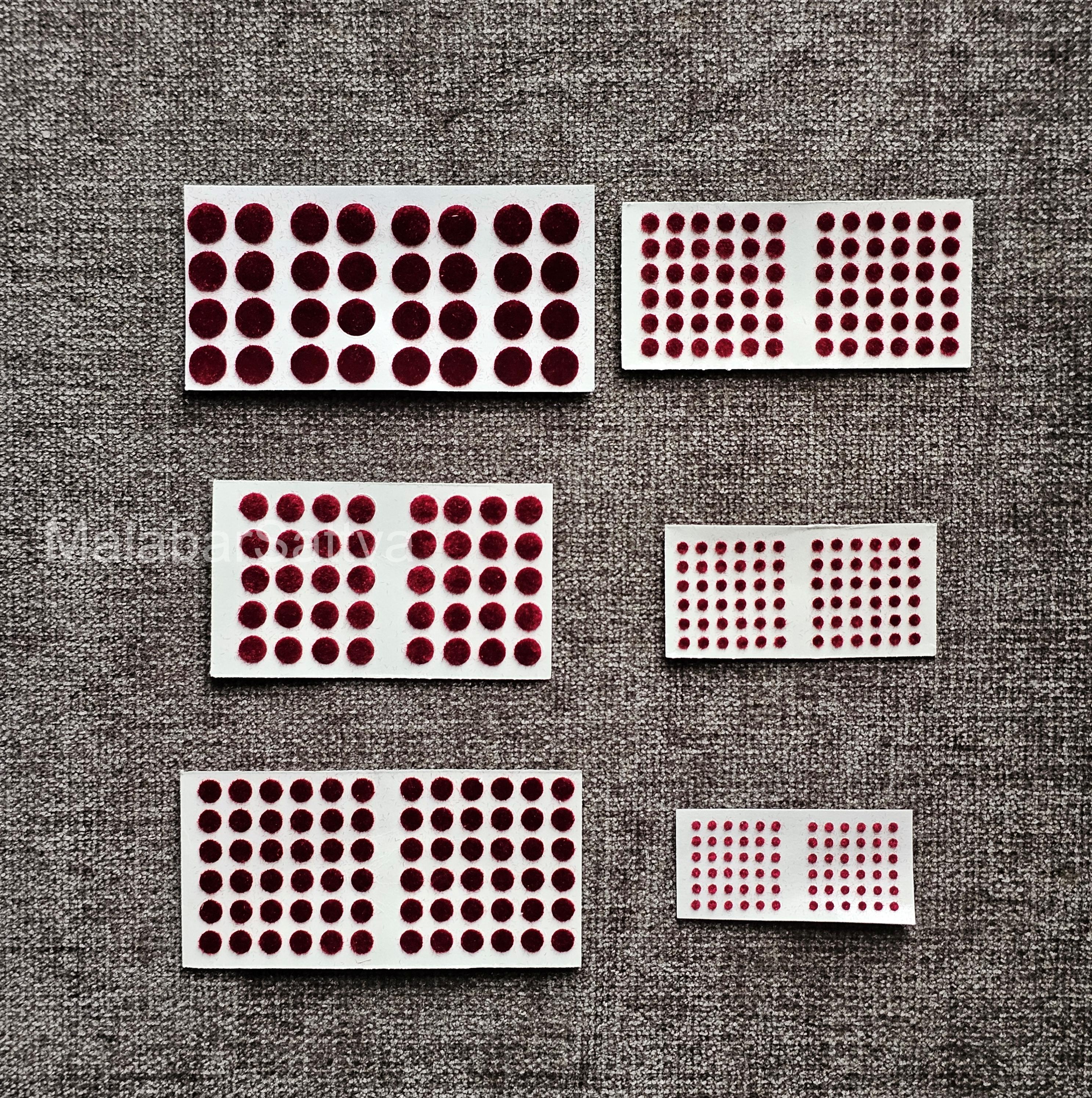 Maroon Velvet Bindi Set: Traditional Indian Forehead Stickers