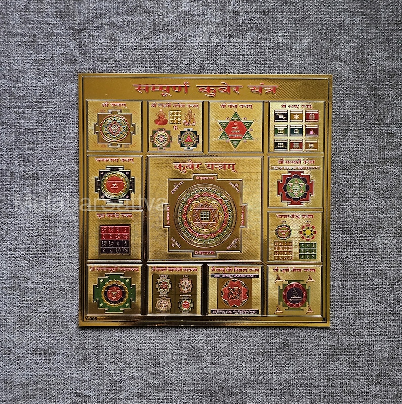 Kuber Yantra – Hindu Symbol for Wealth, Plastic Sacred Geometry (15x15 ...