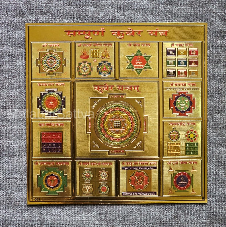 Kuber Yantra – Hindu Symbol for Wealth, Plastic Sacred Geometry (15x15 ...
