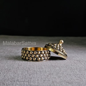 Handcrafted Brass Kumkum & Sindoor Box – Traditional Storage for Pooja / Mandir / Gifting / Sacred Essentials