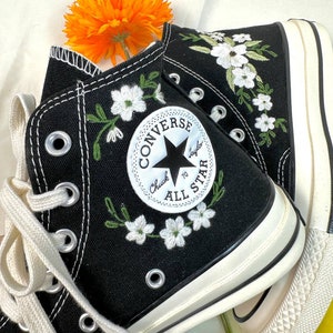 Embroidered Converse/Wedding Converse/Custom Converse White Chrysanthemum Flowers/Converse High Top Chuck Taylor 1970s/Embroidery Gifts image 6