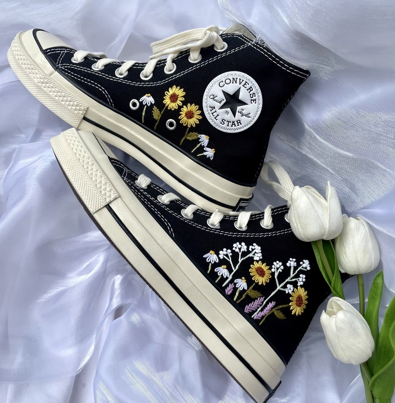 Personalized Hand Embroidered Converse High Tops Chuck Taylor Etsy