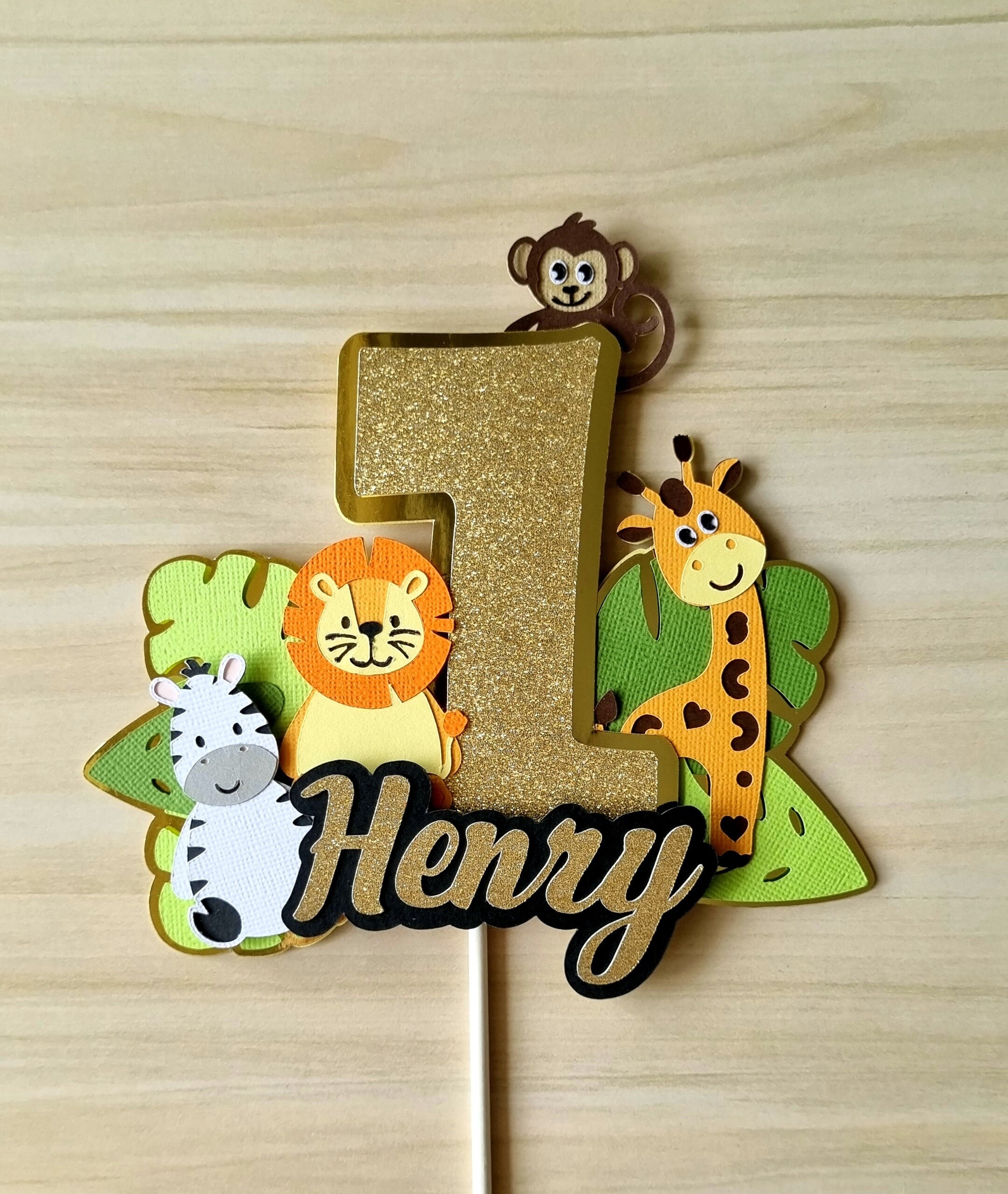 Jungle Wild One Birthday Cake Topper Personalised Jungle Etsy Australia