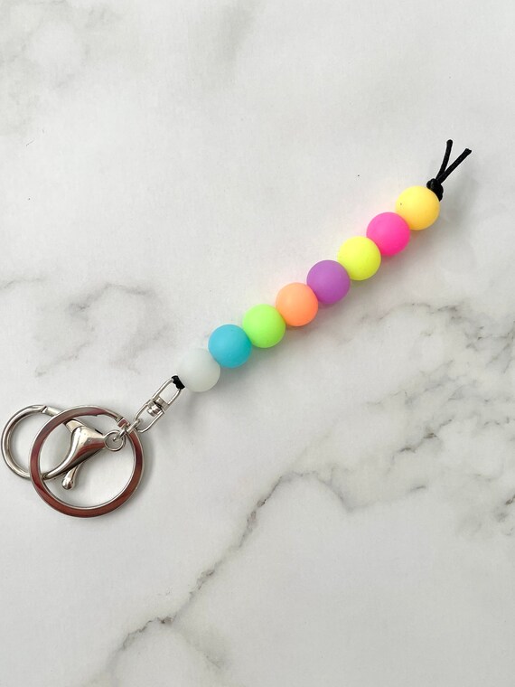 Glow in the dark keychain, luminescent keyring, kids back to school, glow key holder