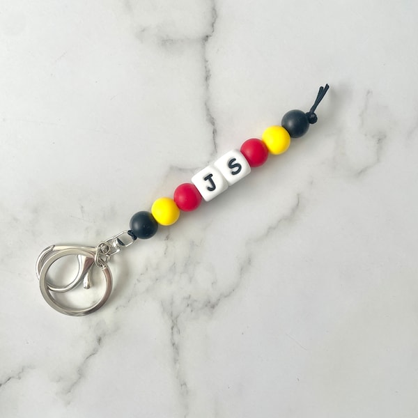 Personalised beaded Key ring bag tag, Personalised gifts for kids, baby bag, keys, aboriginal keychain, personalised aboriginal colours