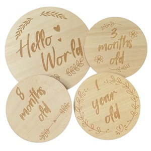 Wooden Milestone Cards 8 DESIGNS Baby Shower Gift Birth Announcement Plaque