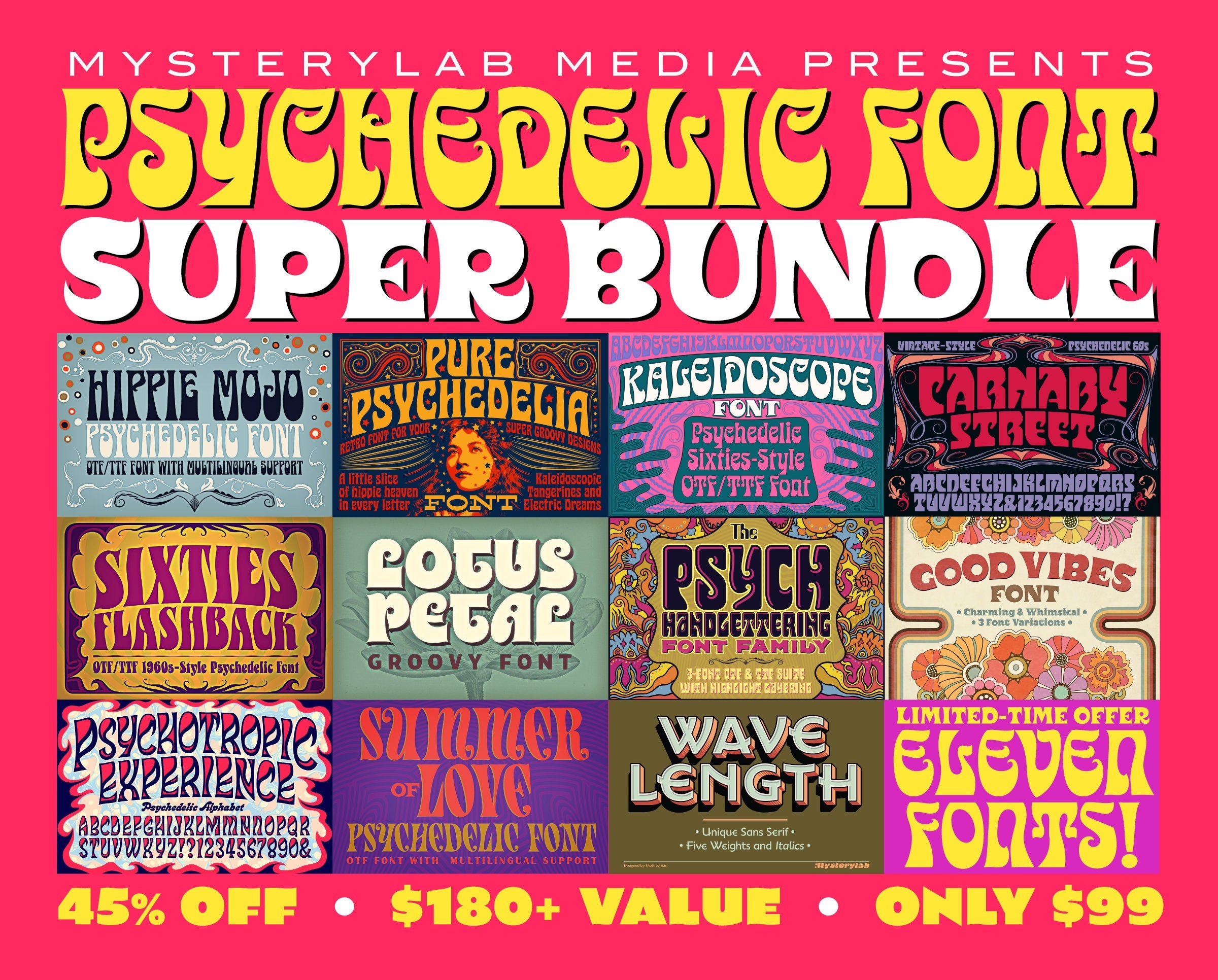Psychedelic Font Super Bundle - Etsy