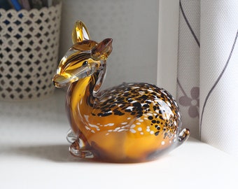 Art Glass sika deer, Glass Sculpture, Hand Blown Glass, Art Glass Sculpture