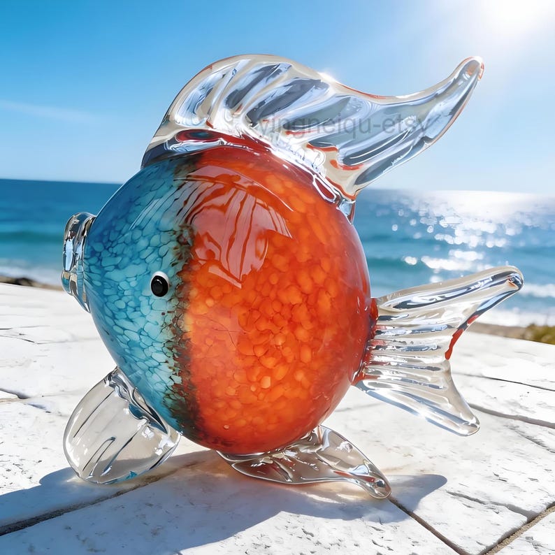 Art Glass fish, Glass Sculpture, Hand Blown Glass, Art Glass Sculpture image 3