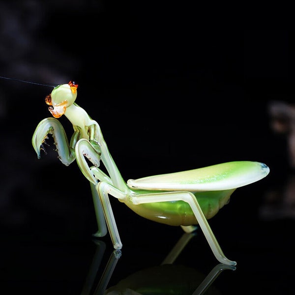 Art Glass Praying Mantis, Glass Sculpture, Hand Blown Glass, Glass Insects, Art Glass Sculpture