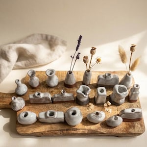 Handgemaakte mini-keramische vaasset (20 stuks) – steengoed trouwbedankjes, kraamcadeau