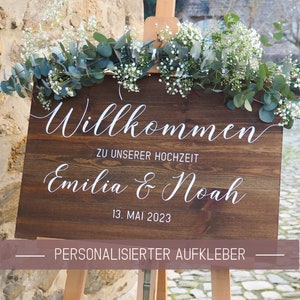 Sticker Wooden welcome sign for the wedding personalized with name and date Wedding sign Welcome sign Wedding decoration image 1