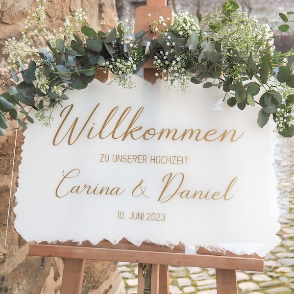 Willkommensschild Acryl zur Hochzeit personalisiert mit Namen und Datum · Hochzeitsschild · Willkommen Schild · Boho · Hochzeit Deko