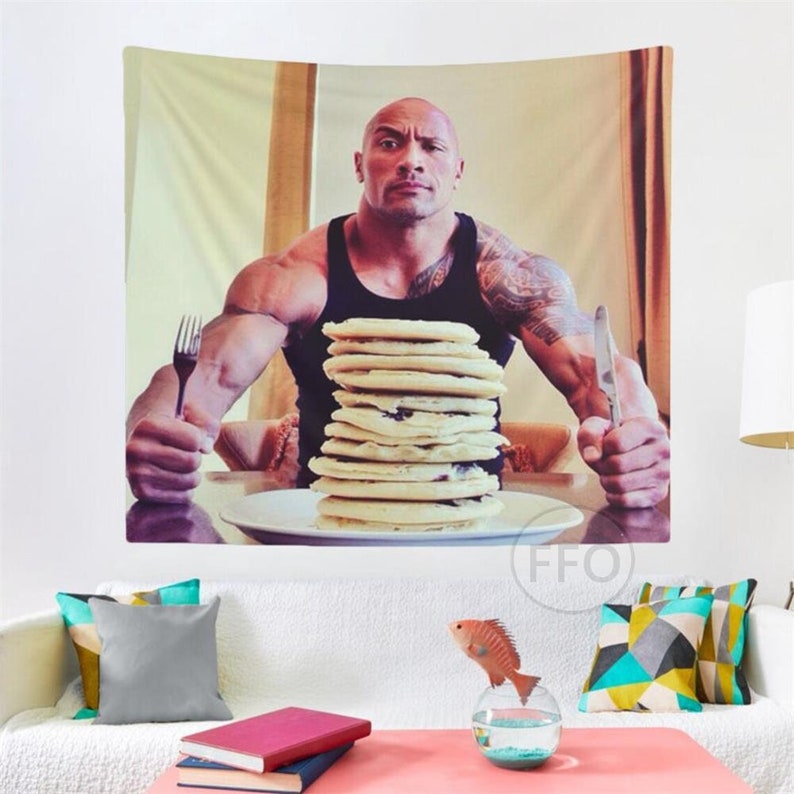 Rock and pancakes Tapestry - Funny Rock Cheat Day Pancakes tapestry - funny flag for college dorm and frat party 
