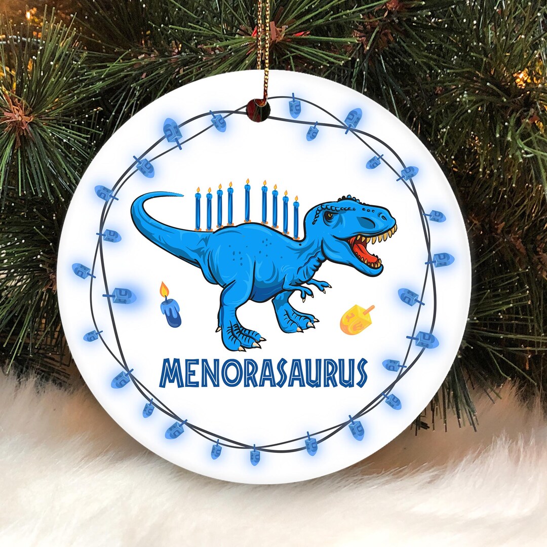 Menorasaurus Ornament Dinosaur Menorah Ornament Hanukkah Etsy